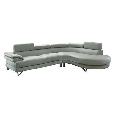 Faux Leather 2 Piece Sectional In Gray - Walmart.com throughout Benzara Bm166749 Faux Leather 2 Piece Sectional, Gray